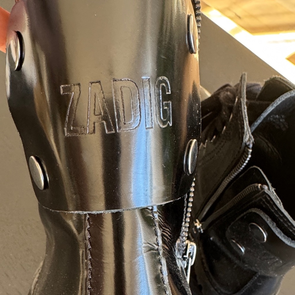 Zadig & Voltaire Glossy Black Lace-Up Boots - Picture 3 of 8